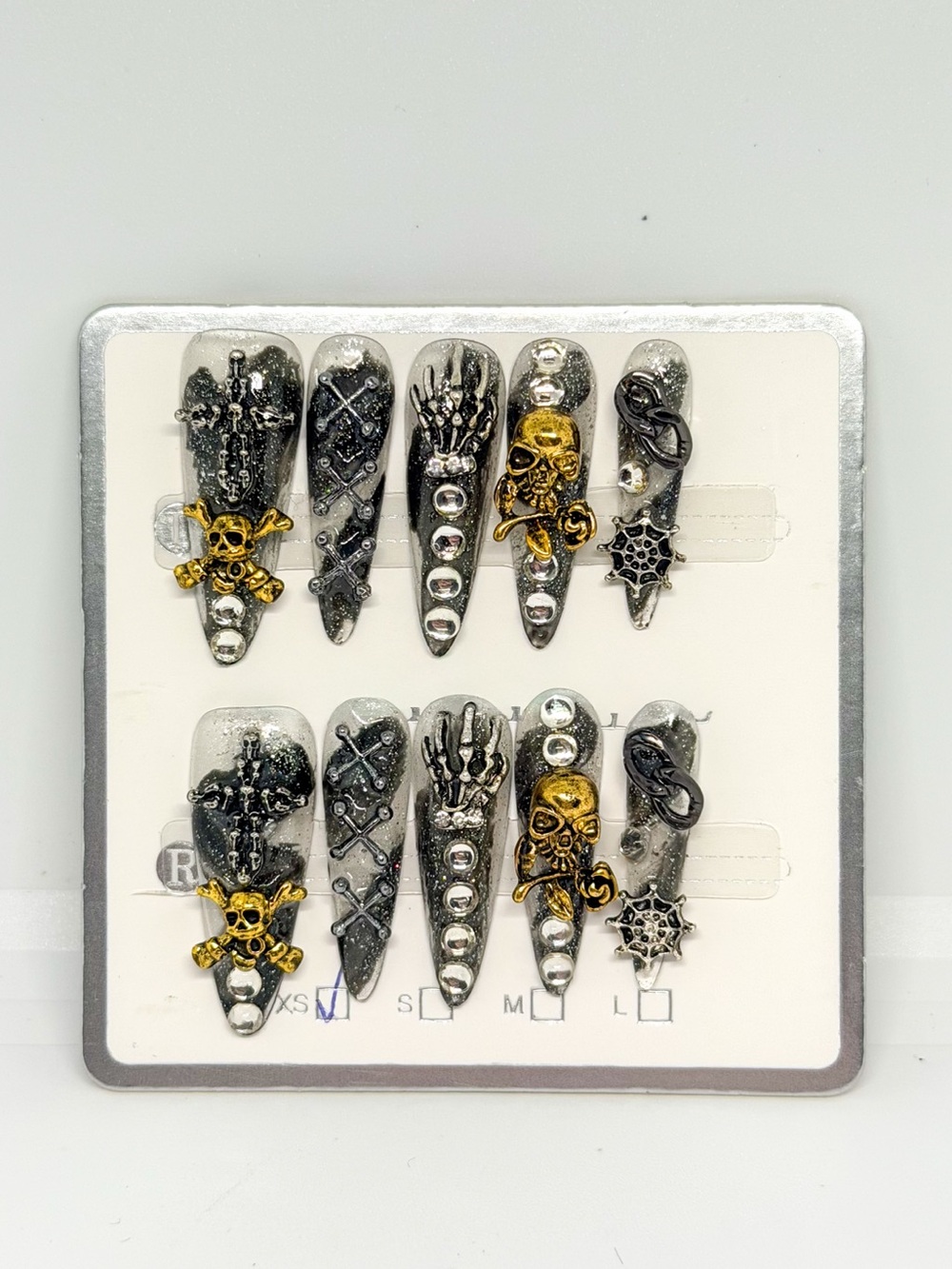Handcrafted Black & Gold Gothic Nail Set - Home Accents